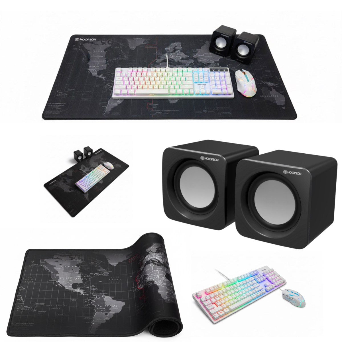 Kit Gamer Hoopson – Mouse + Teclado + Mousepad 90x40cm + Caixinha de Som