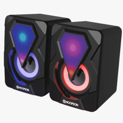 Caixa de Som RGB LED Hoopson - Sistema 2.0 com Iluminação Colorida