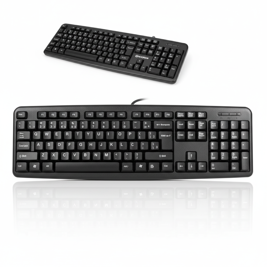 Teclado USB HOOPSON ABNT2 — 107 Teclas, Anti-Respingo, Teclas Macias