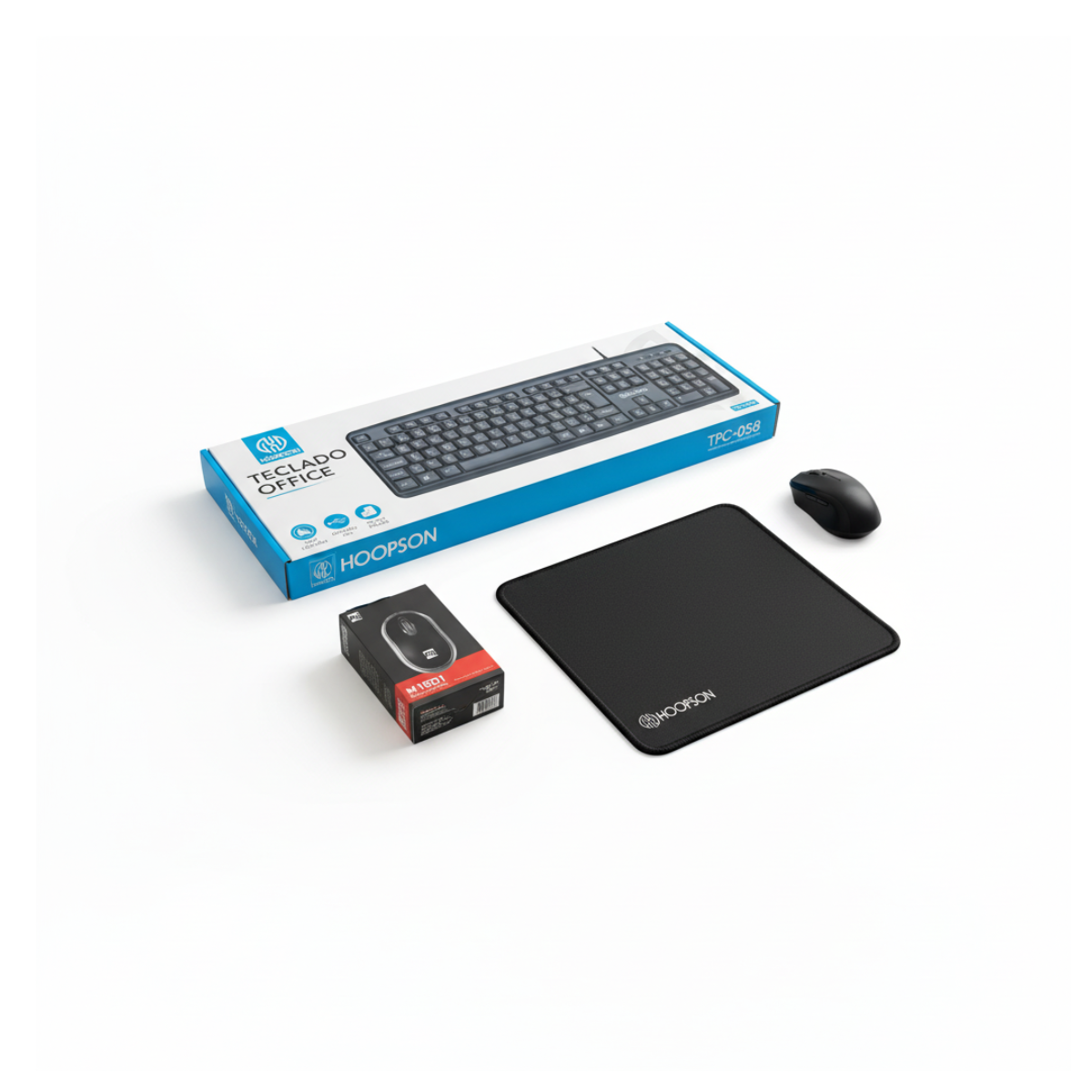 Kit Office Completo — Teclado ABNT2 + Mouse 1200 DPI + Mouse Pad