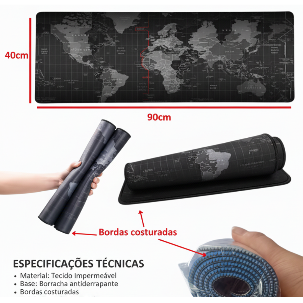 Kit Gamer Hoopson – Mouse + Teclado + Mousepad 90x40cm + Caixinha de Som