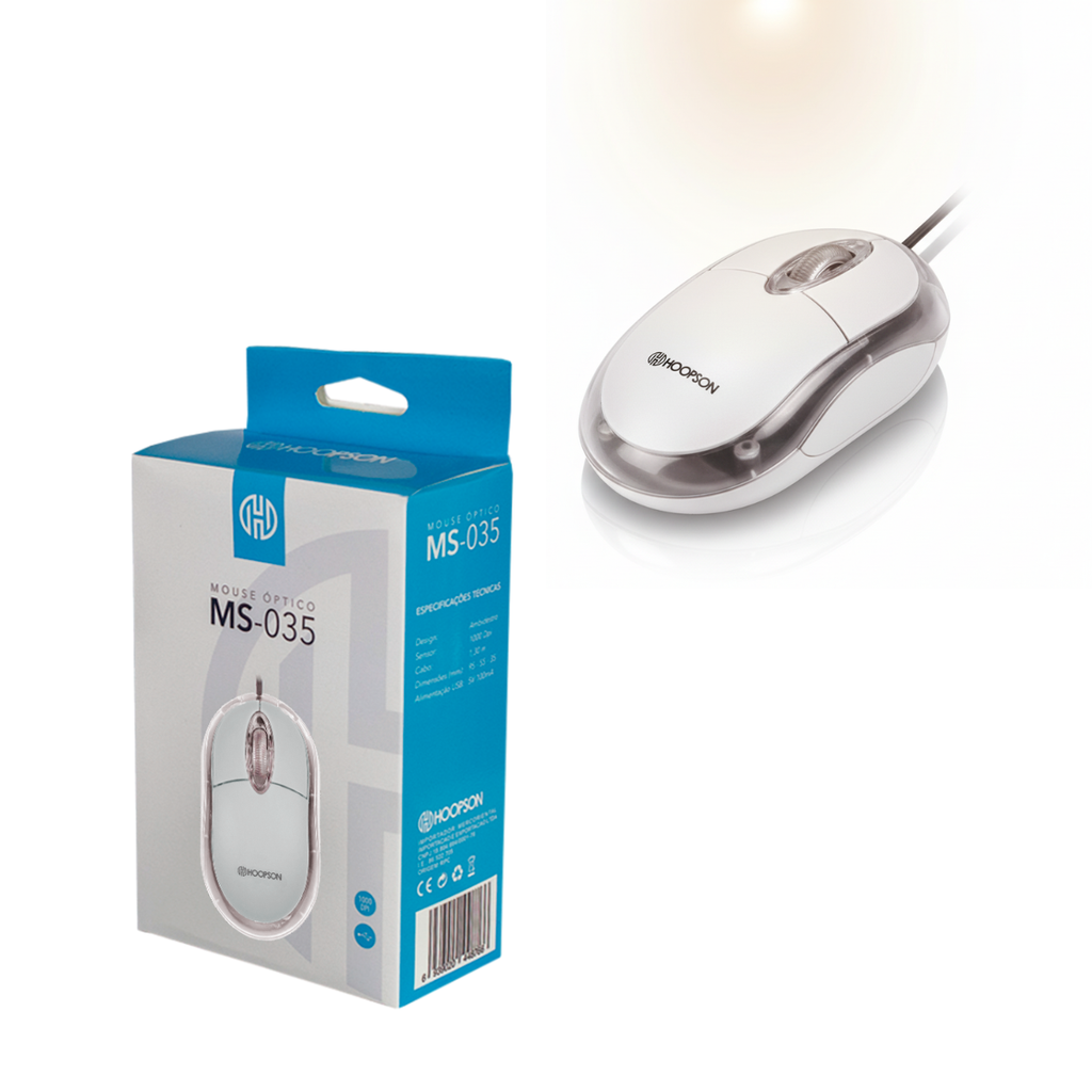 Mouse com fio Óptico  usb Hoopson MS-035B — cinza 1200dpi