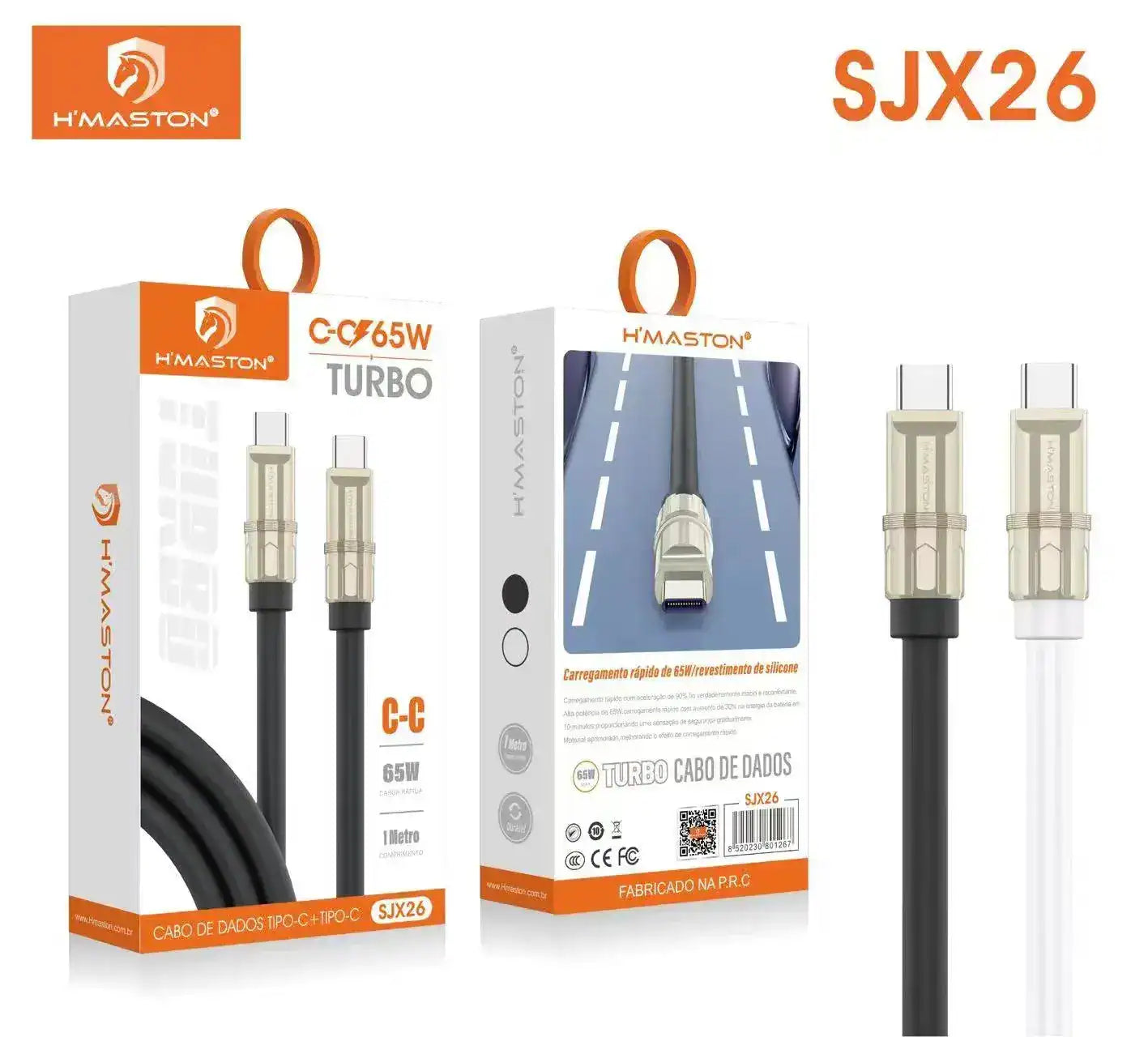 HMaston SJX26 Cabo USB para Carregamento Rápido 65W C-C