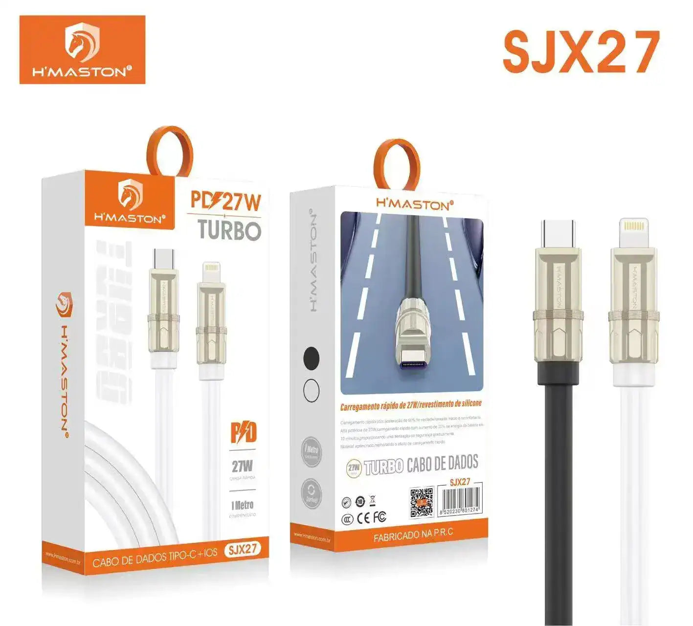 H'Maston SJX27 Cabo Tipo C para Lightning Rápido 65W - Carregamento Turbo 1m