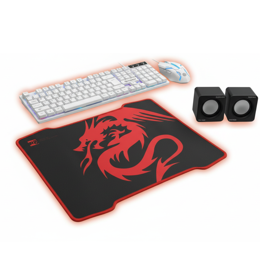 kit gamer 4 em 1 teclado+ mouse, mousepad, caixa de som mini hoopson