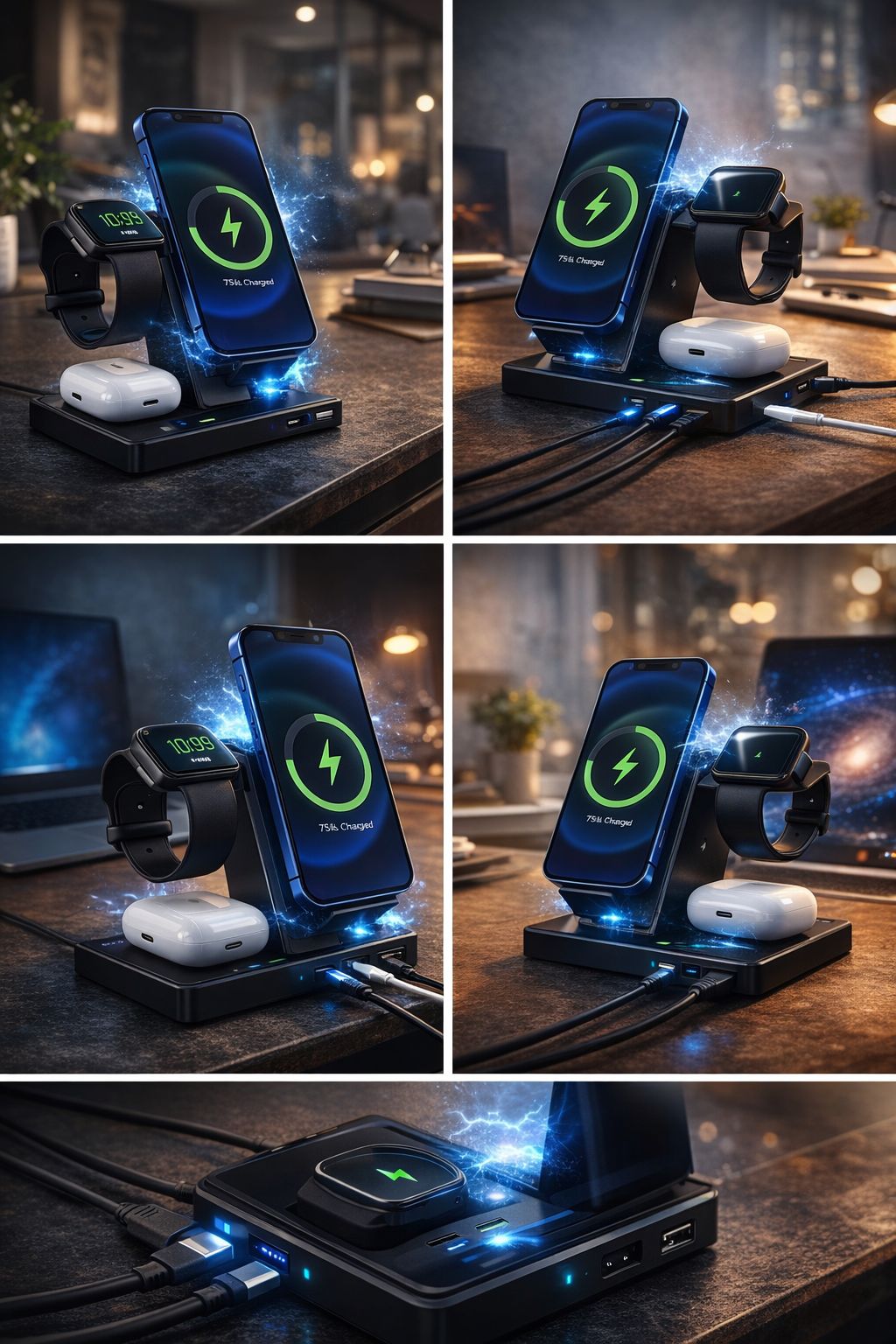 D2 15W MAX 6 EM 1 Multifunction Fast Wireless Charger