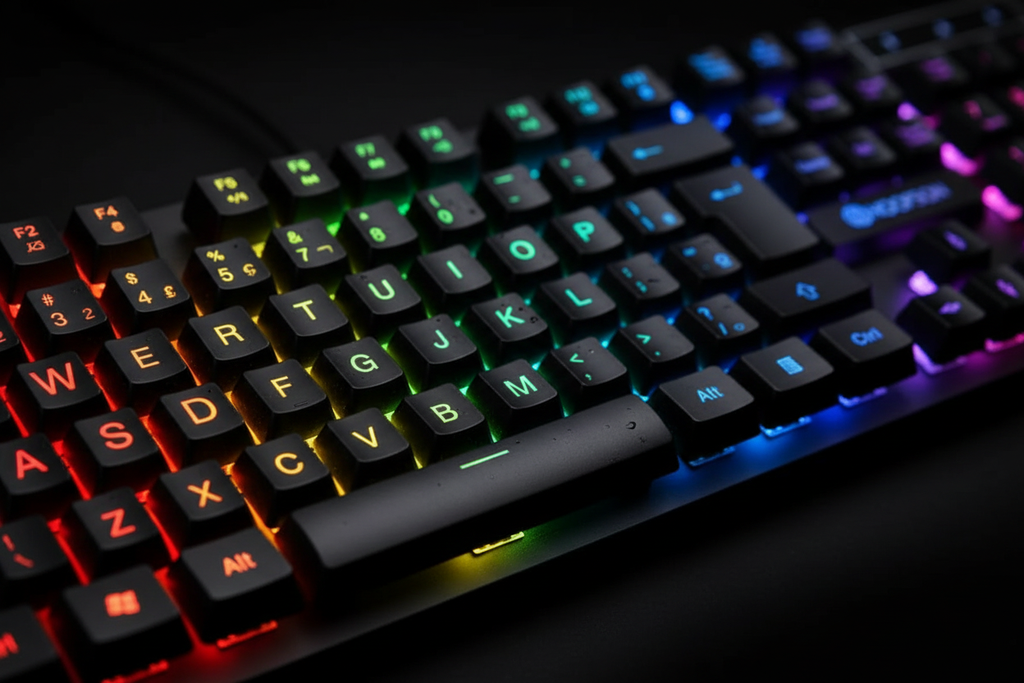 Detalhe Teclado Preto RGB