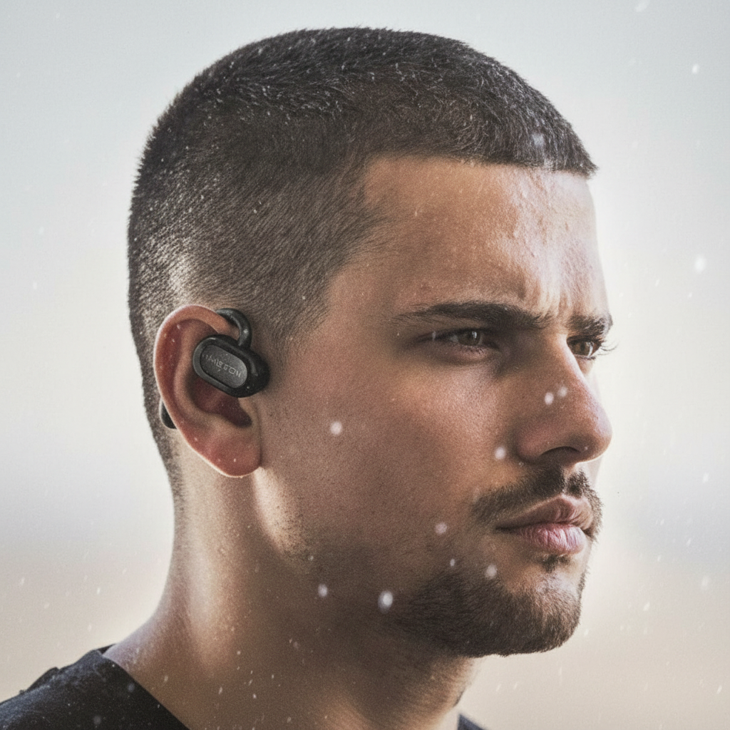 Fone H'Maston em uso - perfil