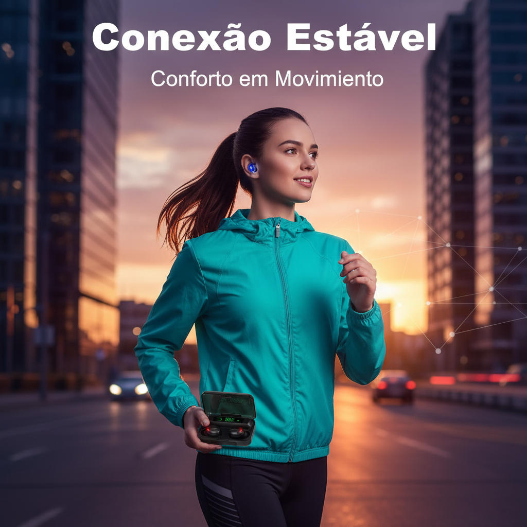 Fones Bluetooth em uso