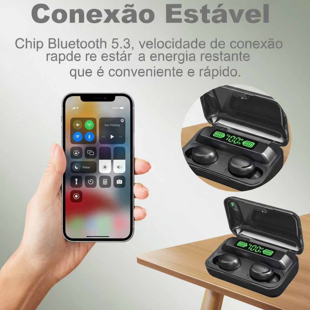 Fones Bluetooth H'Maston com Display Digital