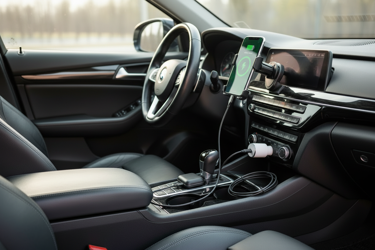 Foto lifestyle em uso no carro