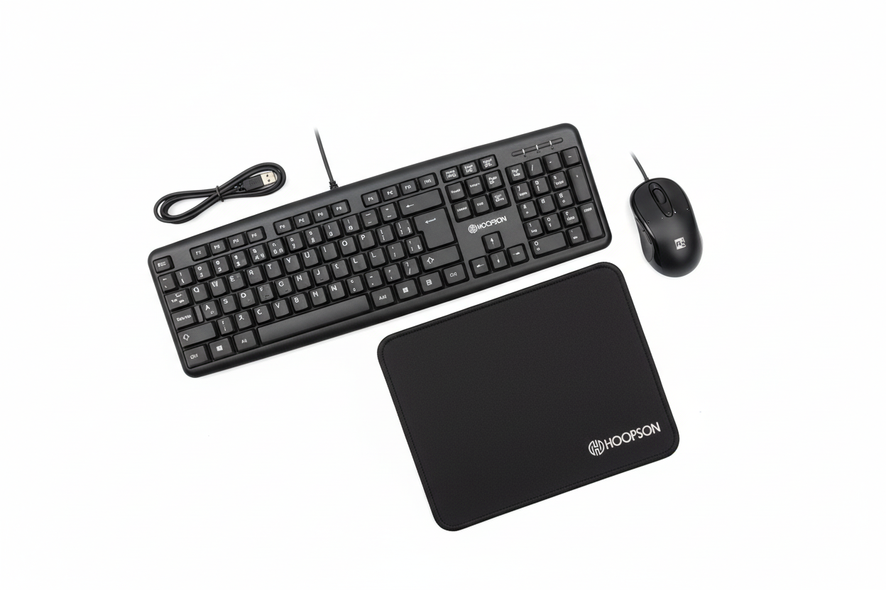 Kit Office Completo — Teclado ABNT2 + Mouse 1200 DPI + Mouse Pad