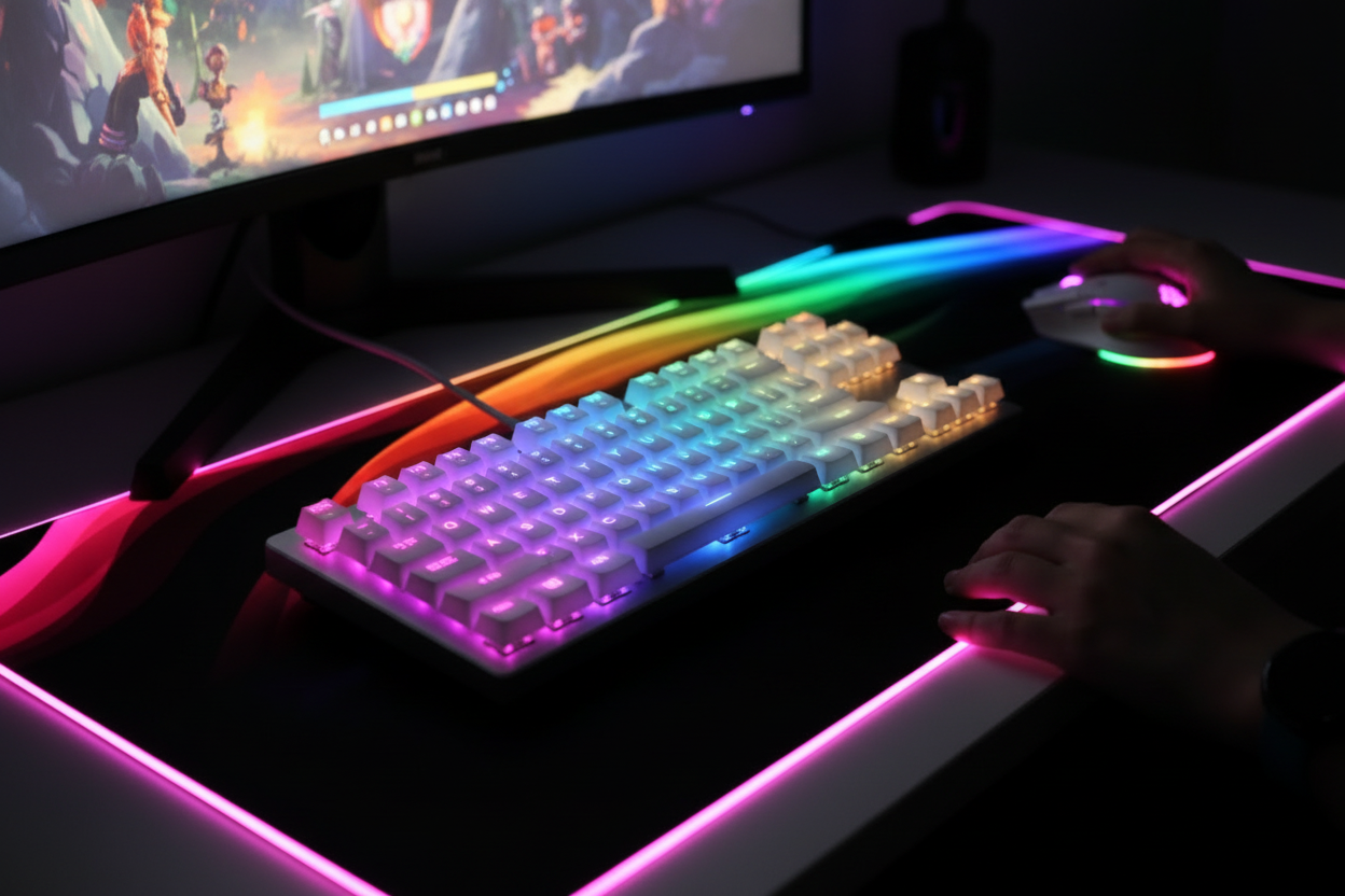 Setup Gamer Épico com Teclado RGB e Mousepad LED